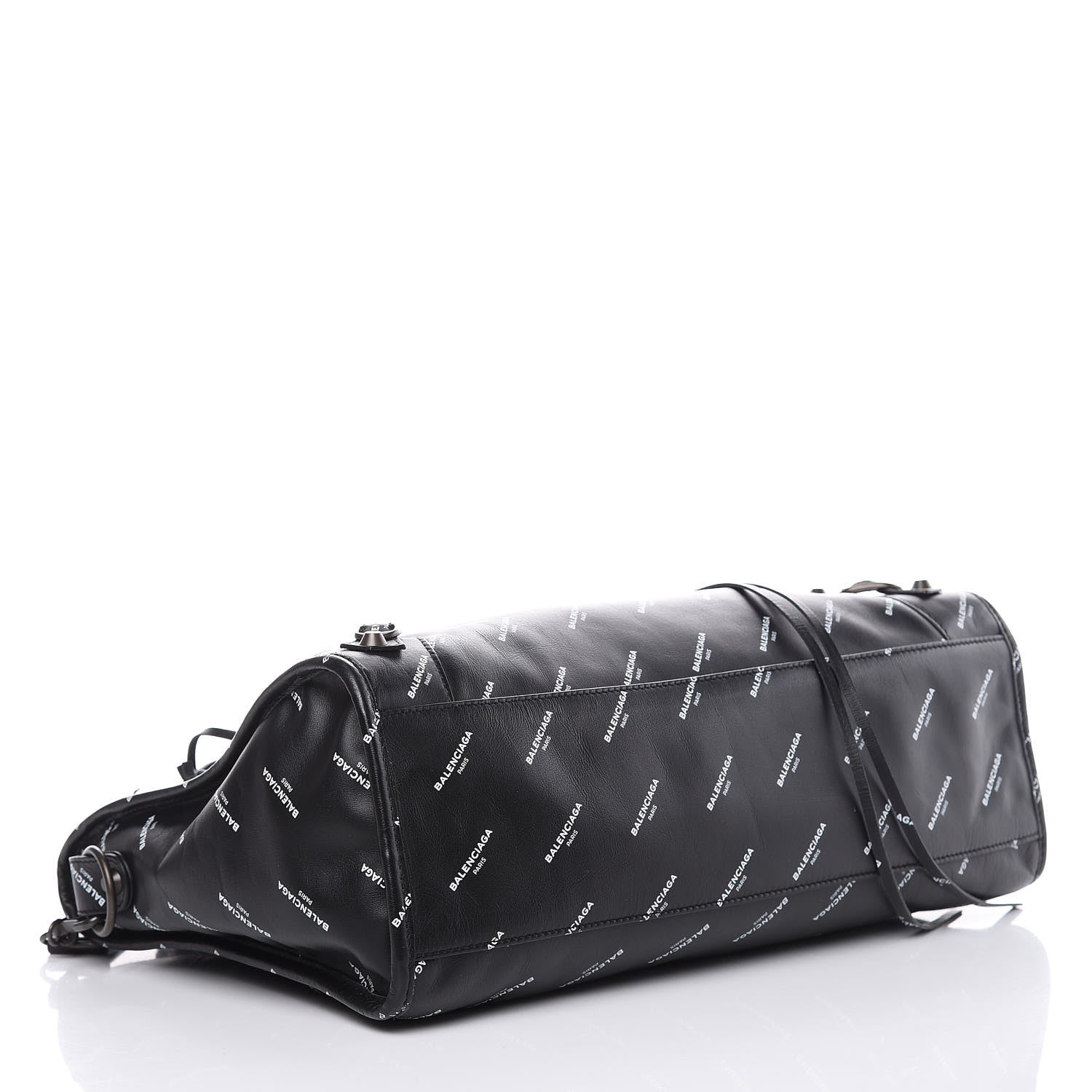 Balenciaga Veau Allover Logo Classic Hardware City Black White 4 of 10