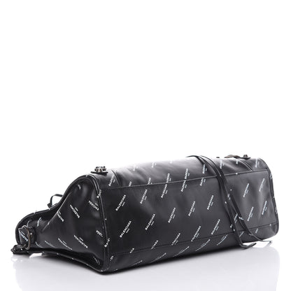 Balenciaga Veau Allover Logo Classic Hardware City Black White 4 of 10