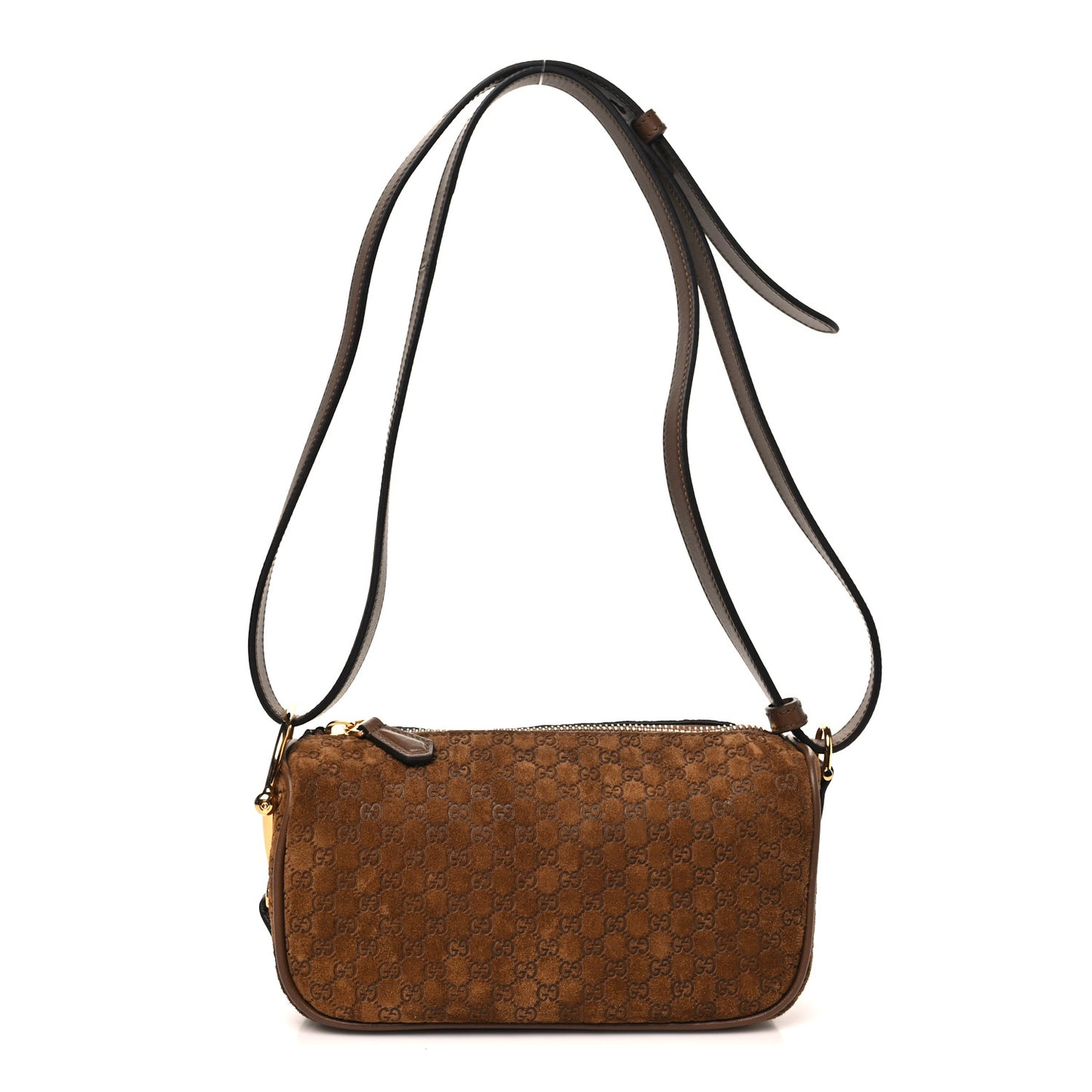 Suede GG Monogram Half Horsebit Mini Shoulder Bag Brown