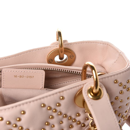 Christian Dior Calfskin Cannage Studded Medium Supple Lady Dior Light Pink 9 of 12