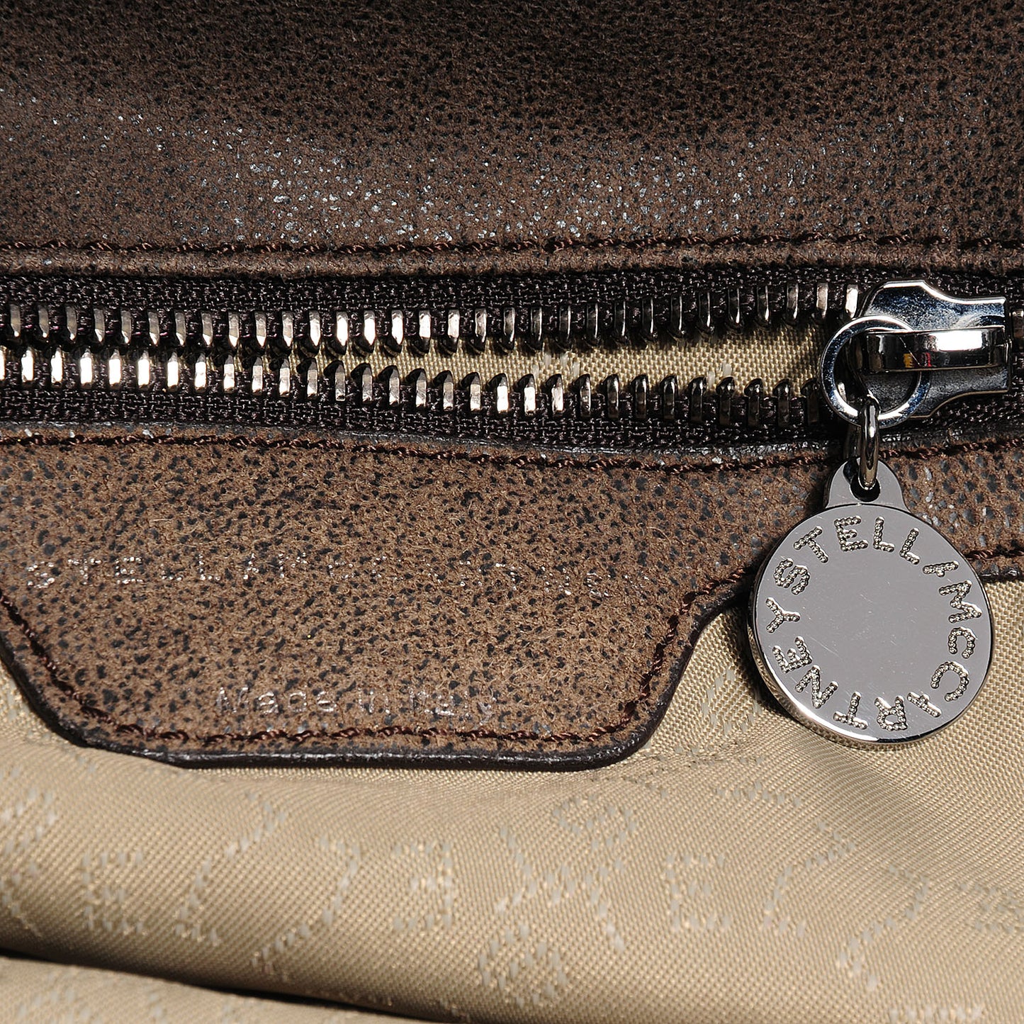 Faux Leather Shaggy Deer Small Falabella Tote Brown