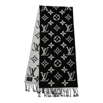 Louis Vuitton Wool Cashmere Monogram Daily LV Scarf Black White 2 of 3