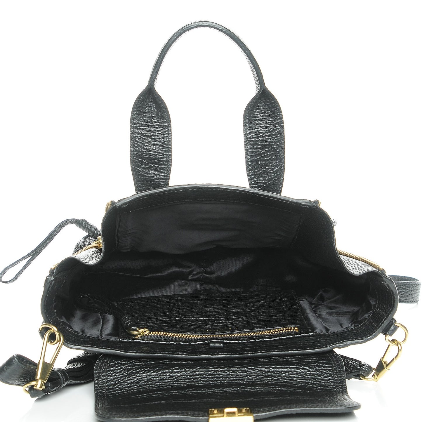 3.1 Textured Calfskin Mini Pashli Satchel Black