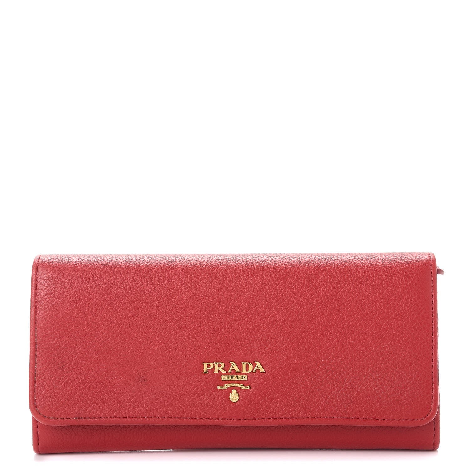 Prada Vitello Daino Continental Flap Wallet Fuoco 1 of 9