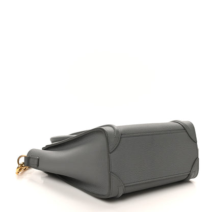 Celine Drummed Calfskin Nano Luggage Kohl 4 of 9