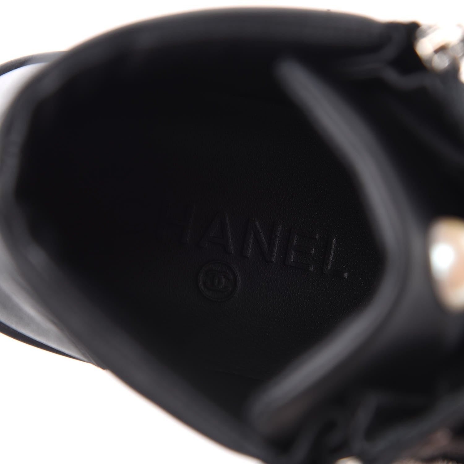 Chanel Calfskin Pearl High Top CC Sneakers 36.5 Black 8 of 10