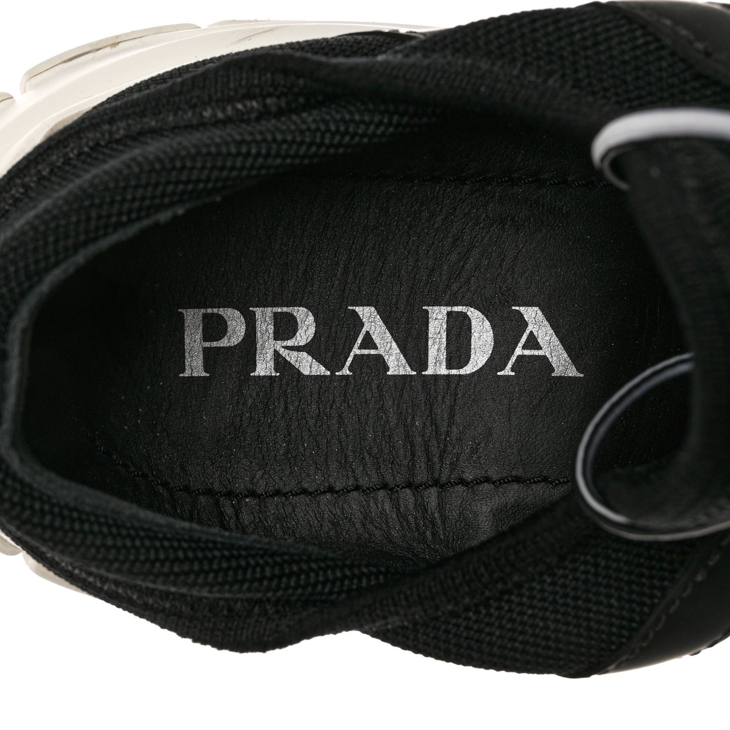 Knit Fabric Logo Sneakers 41.5 Black White