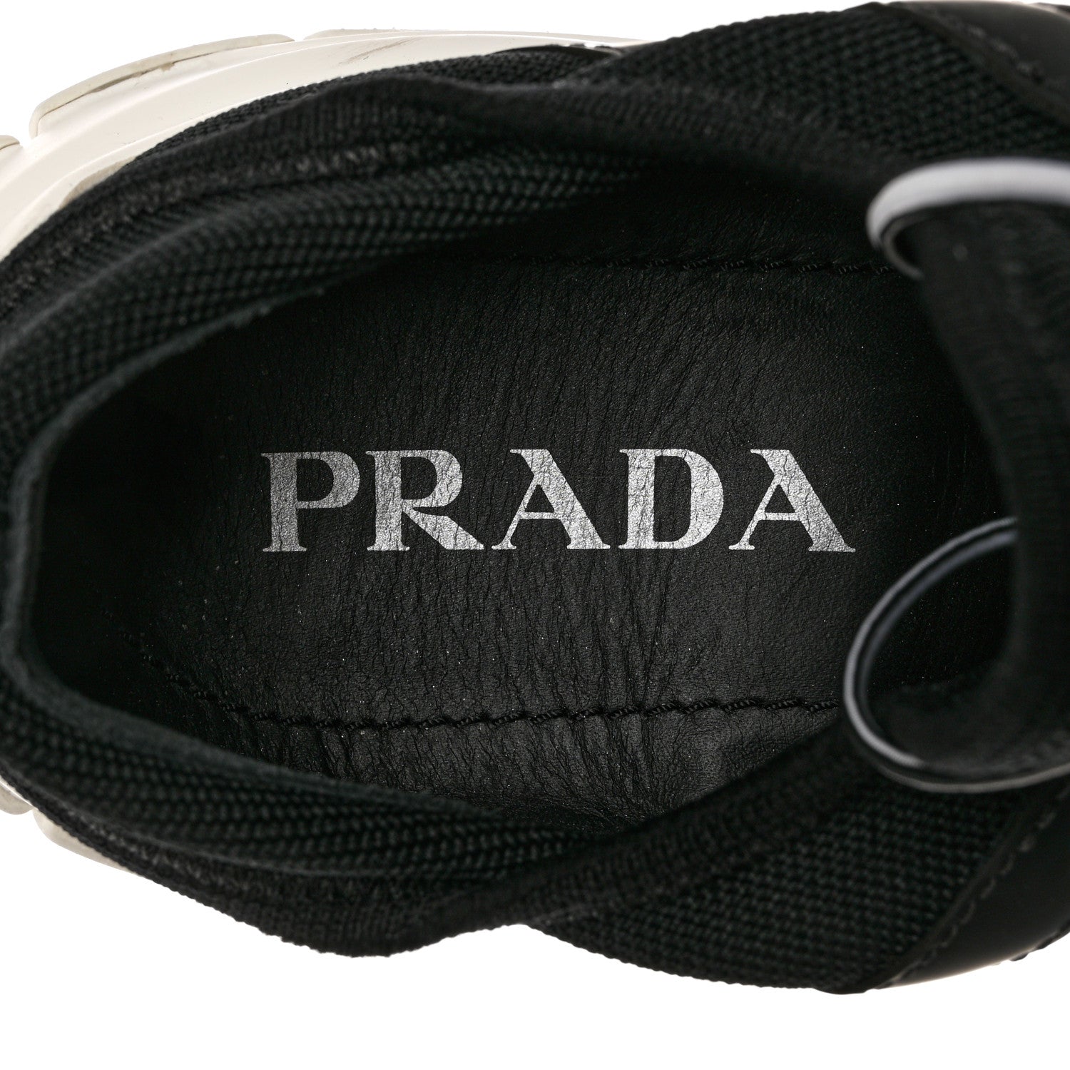 Prada Knit Fabric Logo Sneakers 41.5 Black White 6 of 10