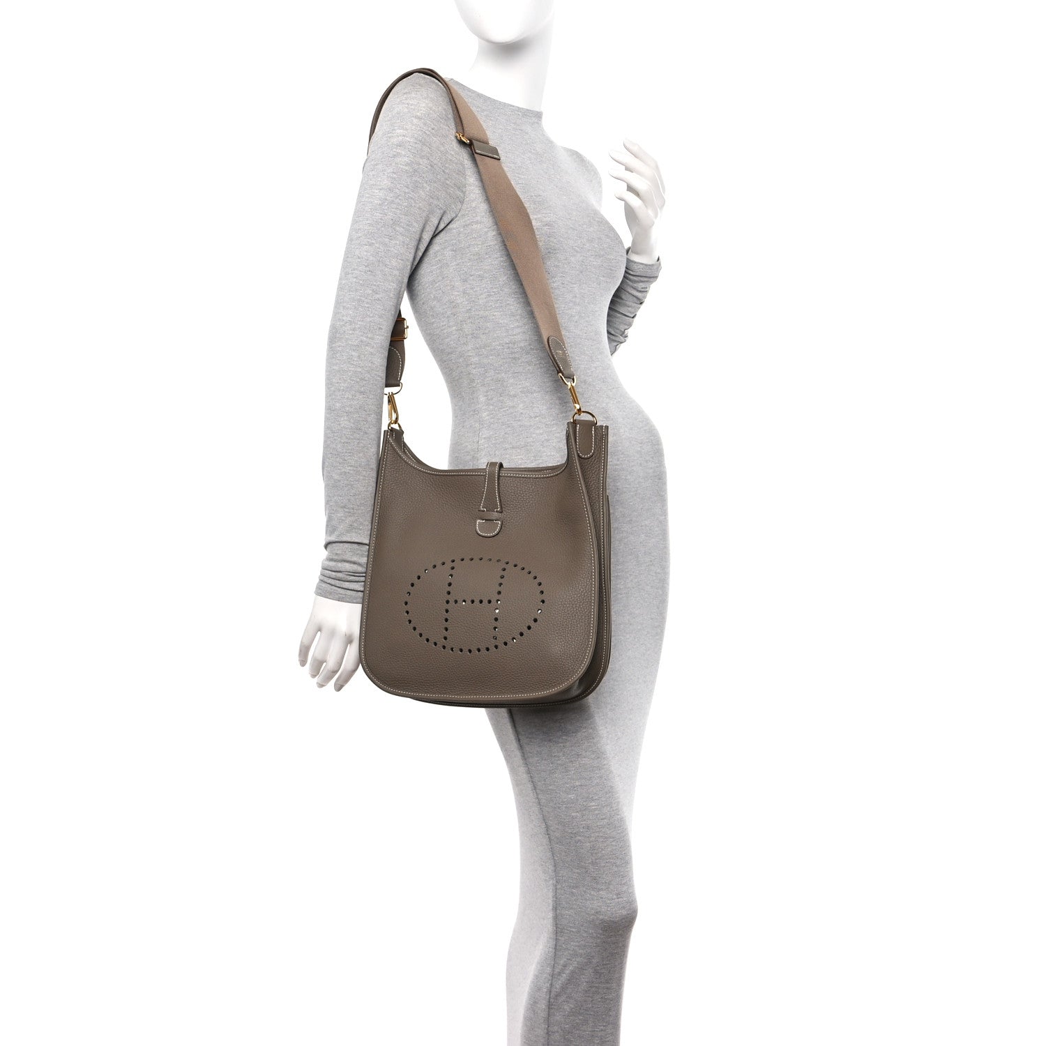 Hermes Taurillon Clemence Evelyne III PM Etoupe 2 of 11