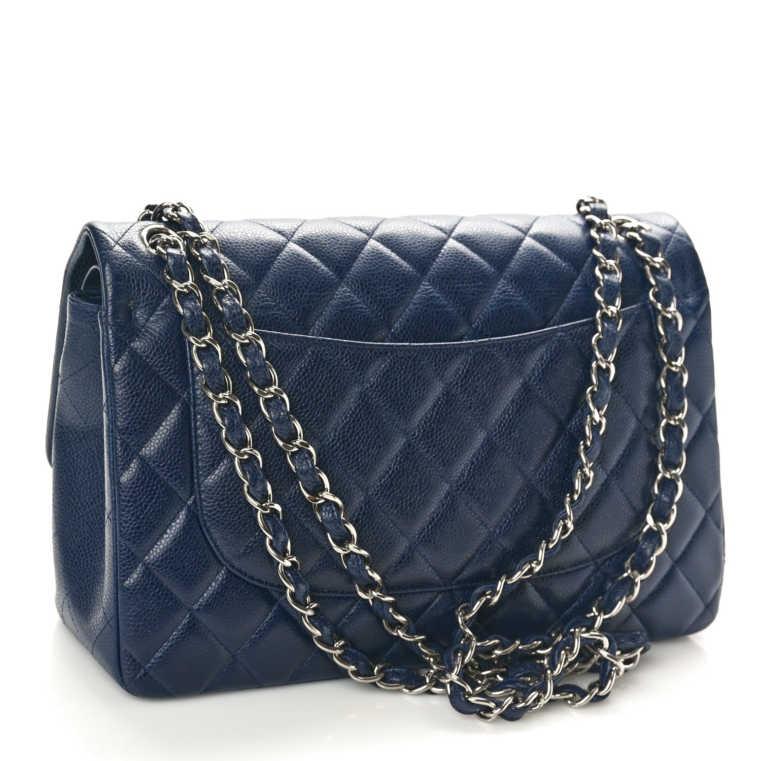 Chanel Caviar Quilted Jumbo Double Flap Navy Blue 3 of 11
