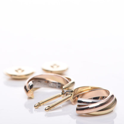 Cartier 18K Pink Yellow White Gold 13mm Trinity Hoop Earrings 4 of 8