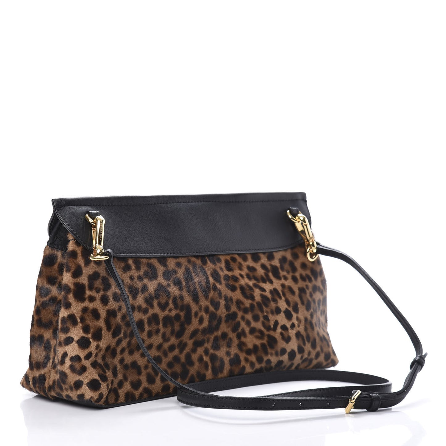 Calf Hair Calfskin Leopard Print Clutch Black