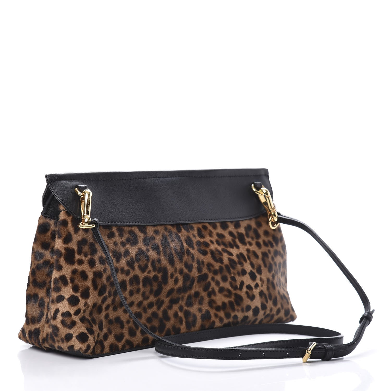 Burberry Calf Hair Calfskin Leopard Print Clutch Black 3 of 10