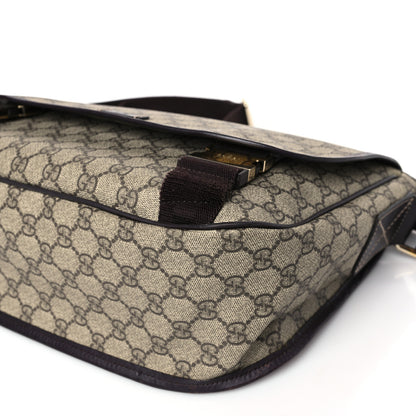Gucci GG Plus Monogram Medium Double Buckle Flap Messenger Bag Beige Dark Brown 9 of 11