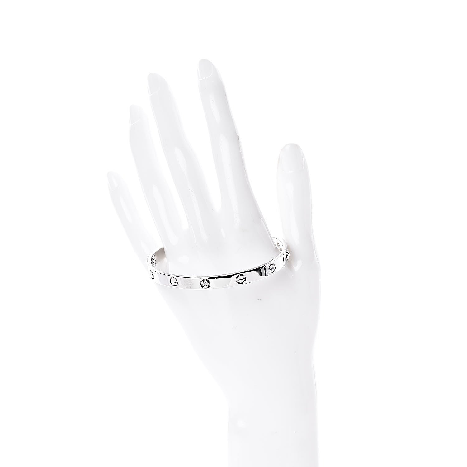 Cartier 18K White Gold 6 Diamond LOVE Bracelet 19 2 of 6