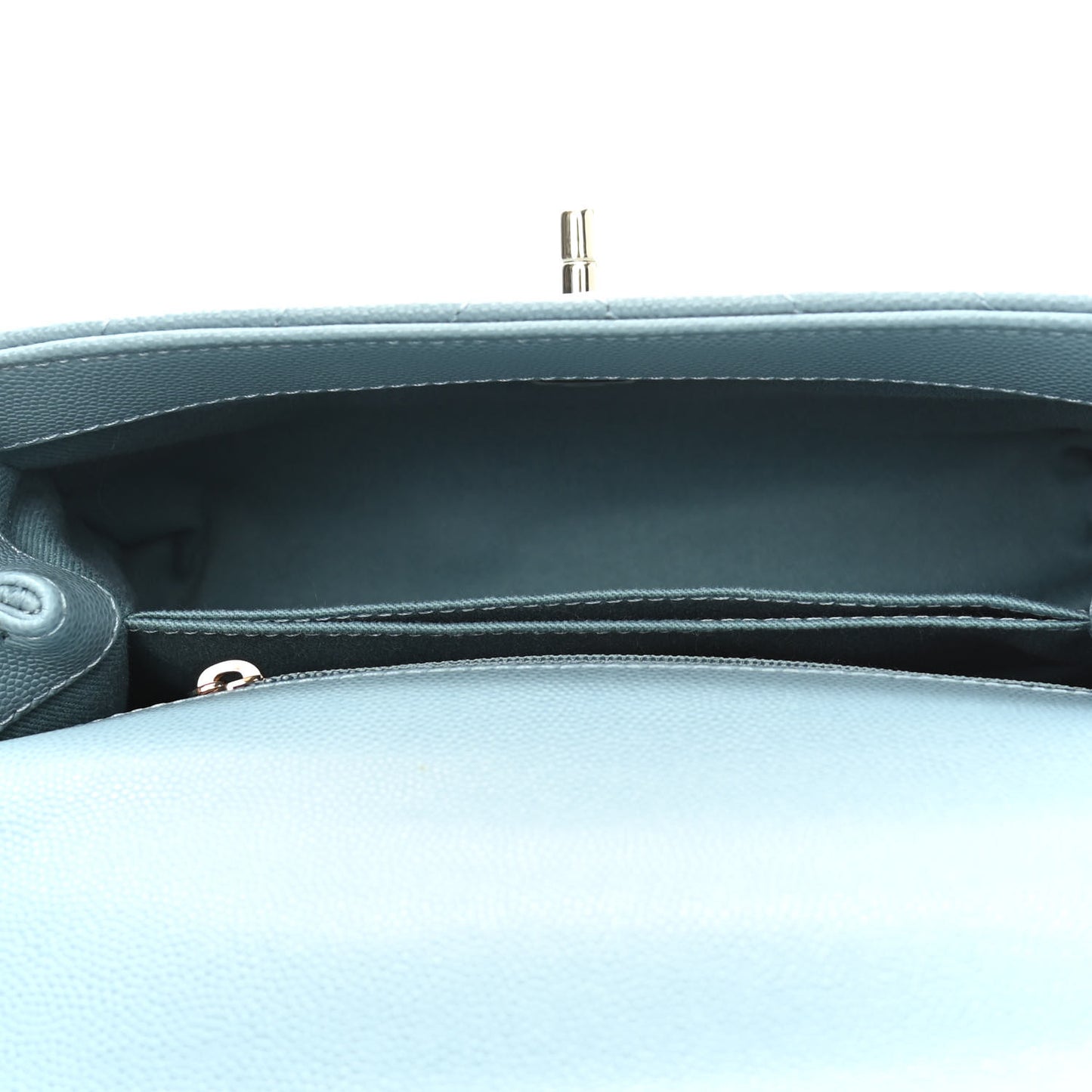 Caviar Chevron Quilted Mini Coco Handle Flap Sky Blue