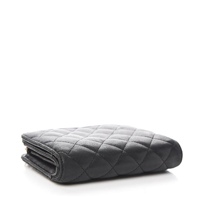 Chanel Lambskin Quilted Zip Around Coin Purse Wallet Black 3 of 10