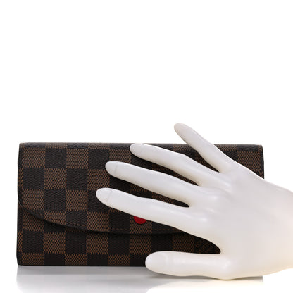 Louis Vuitton Damier Ebene Emilie Wallet Red 2 of 11