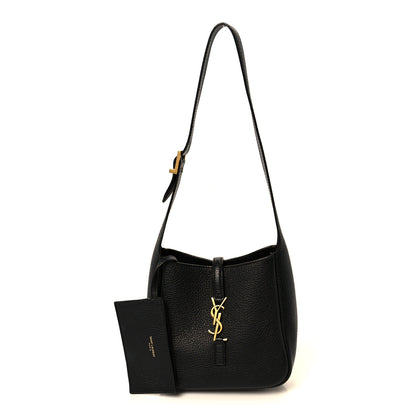 Saint Laurent Grained Calfskin Baby Le 5 A 7 Supple Hobo Black 3 of 13