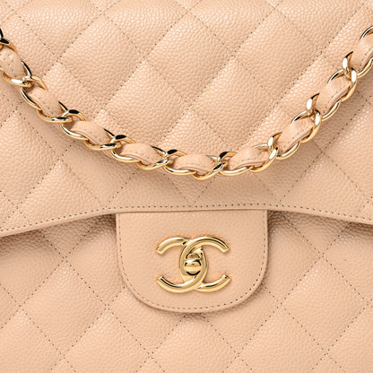 Chanel Caviar Quilted Jumbo Double Flap Beige Clair 9 of 16
