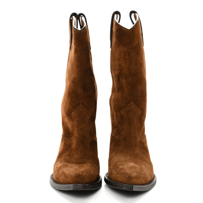 Saint Laurent Suede Houston Cowboy Boots 35 Brown 2 of 13
