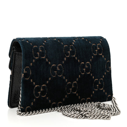 Gucci Velvet GG Monogram Super Mini Dionysus Shoulder Bag Blue Beige Black 3 of 10