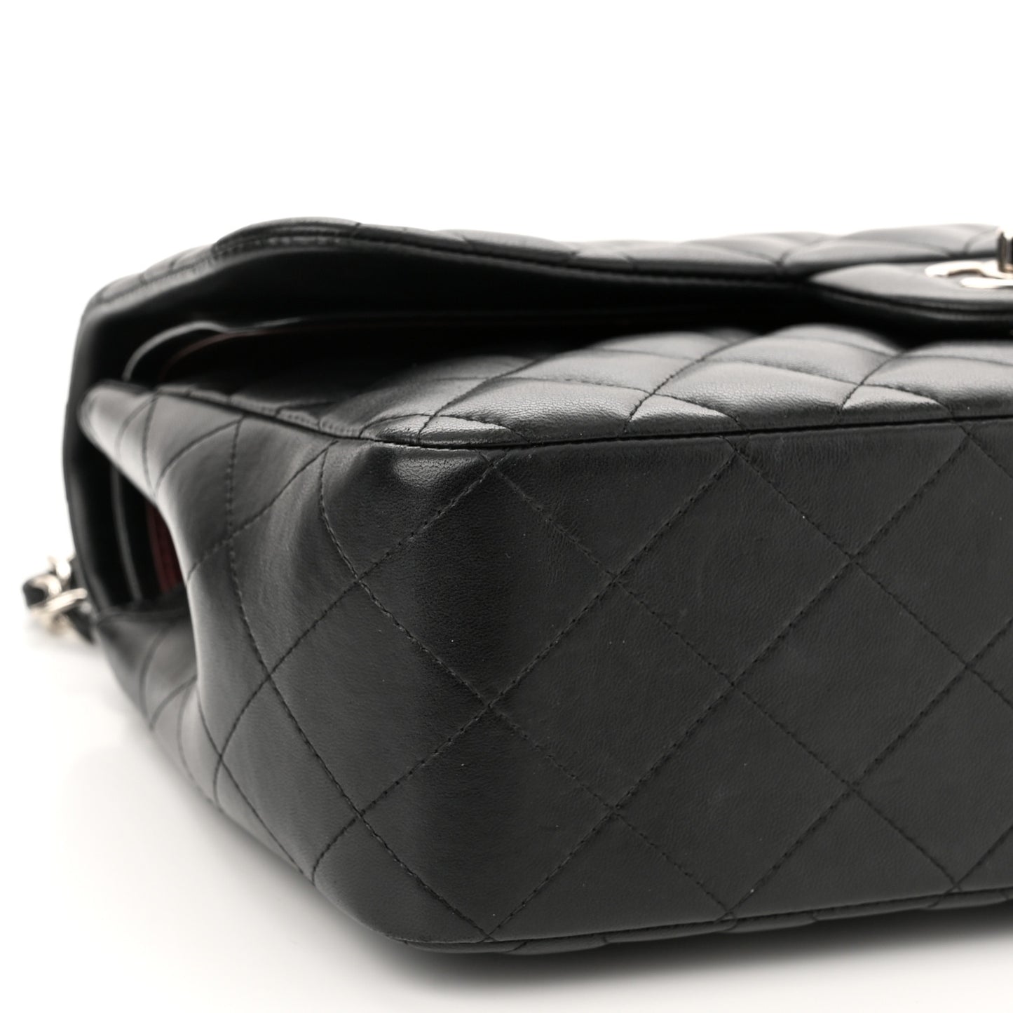 Lambskin Quilted Jumbo Double Flap Black