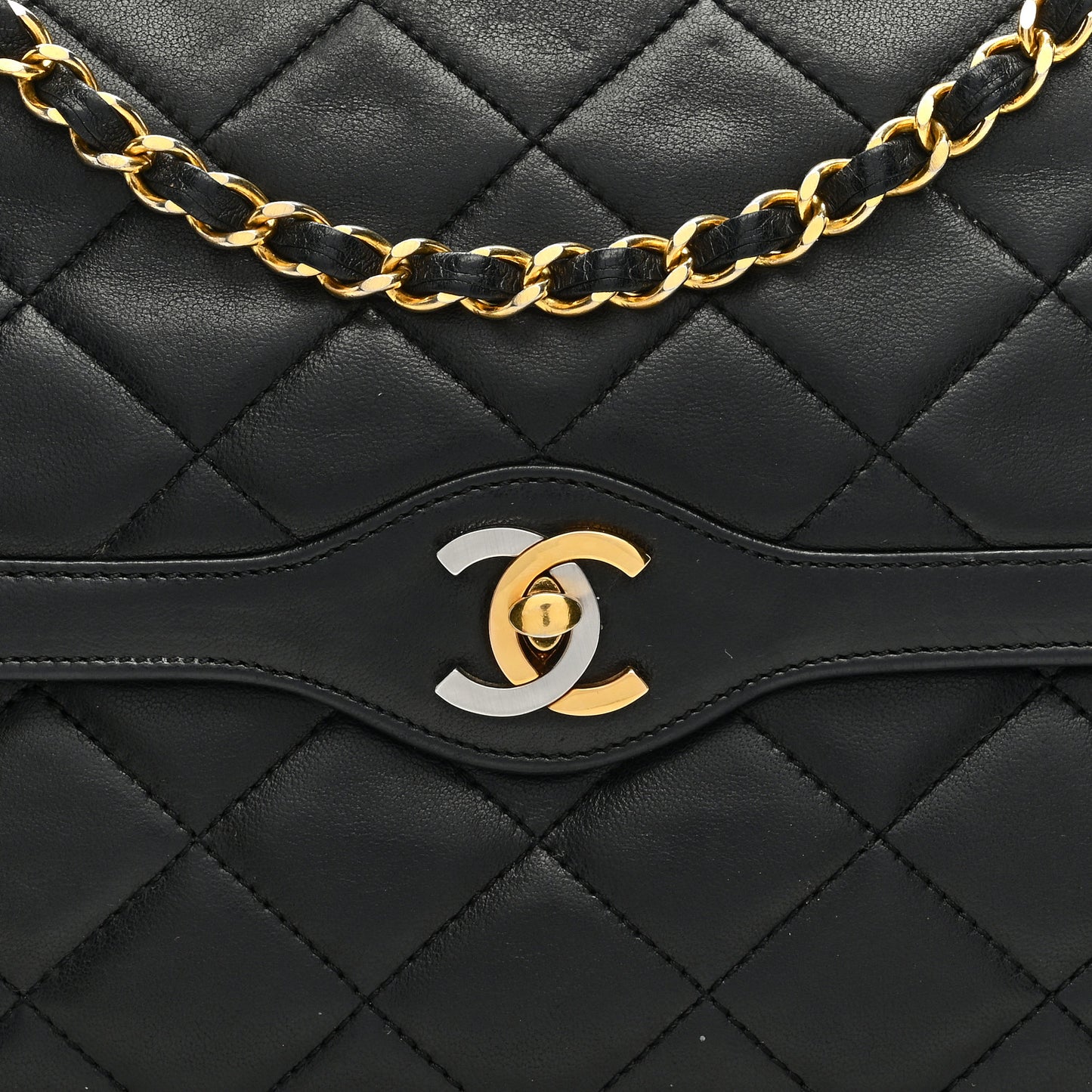Lambskin Quilted Small Double Flap Black