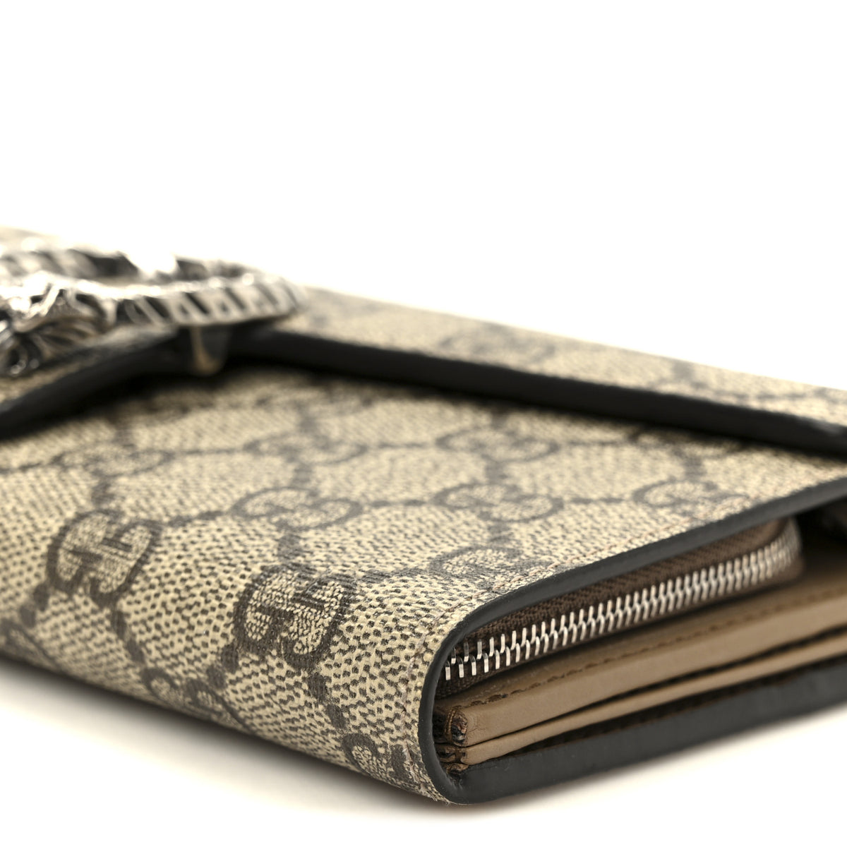 Gucci GG Supreme Monogram Dionysus Chain Clutch Wallet Beige Taupe 9 of 9