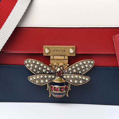 Gucci Calfskin Sylvie Web Queen Margaret Shoulder Bag Blue Agata Hibiscus Red Mystic White 10 of 10