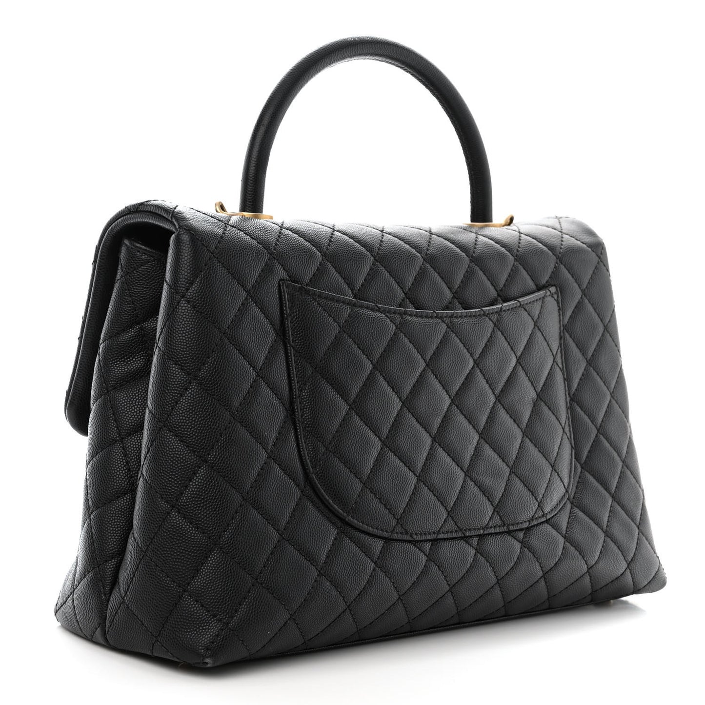Caviar Quilted Medium Coco Handle Flap Black