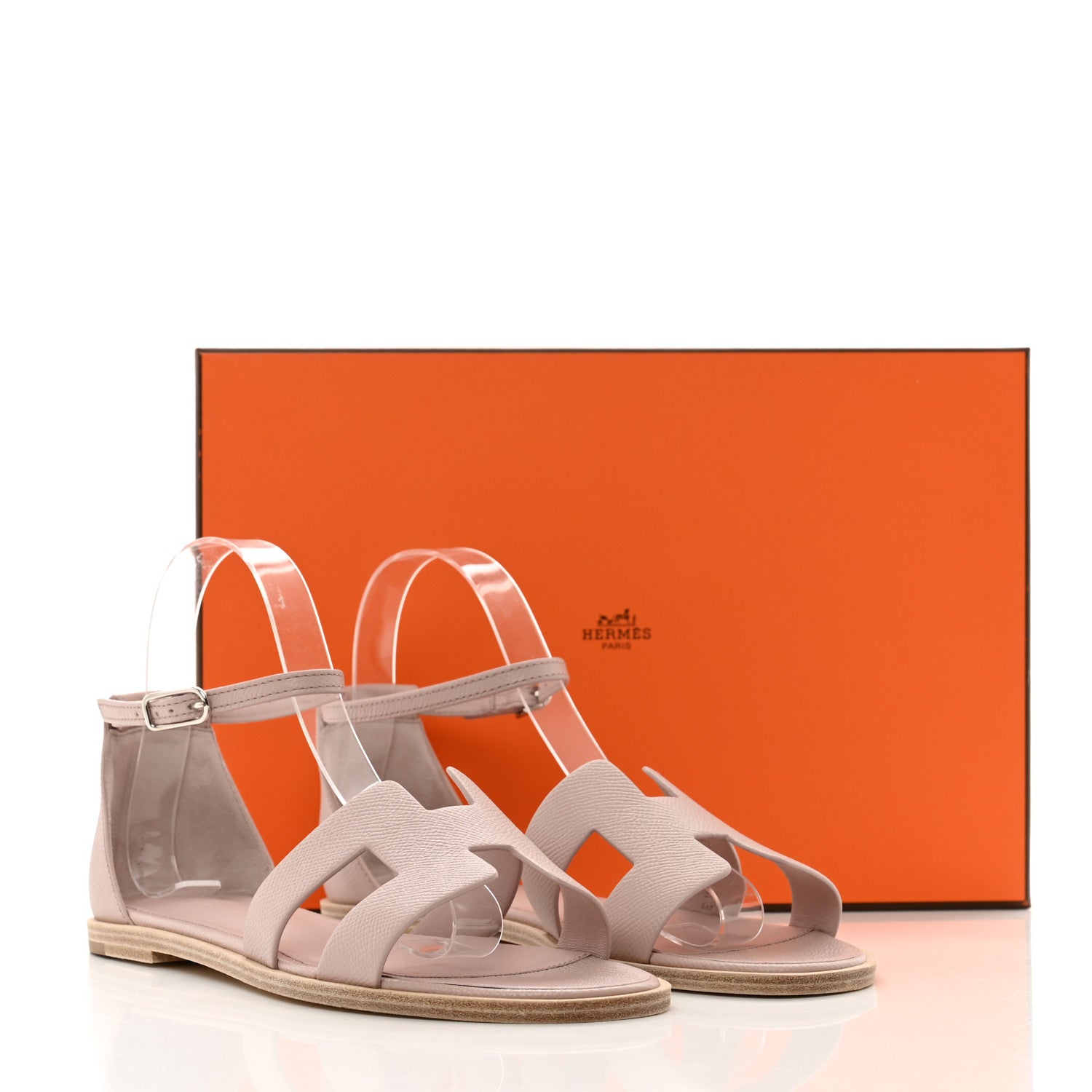 Hermes Epsom Santorini Sandals 38 Rose Porcelaine 9 of 9