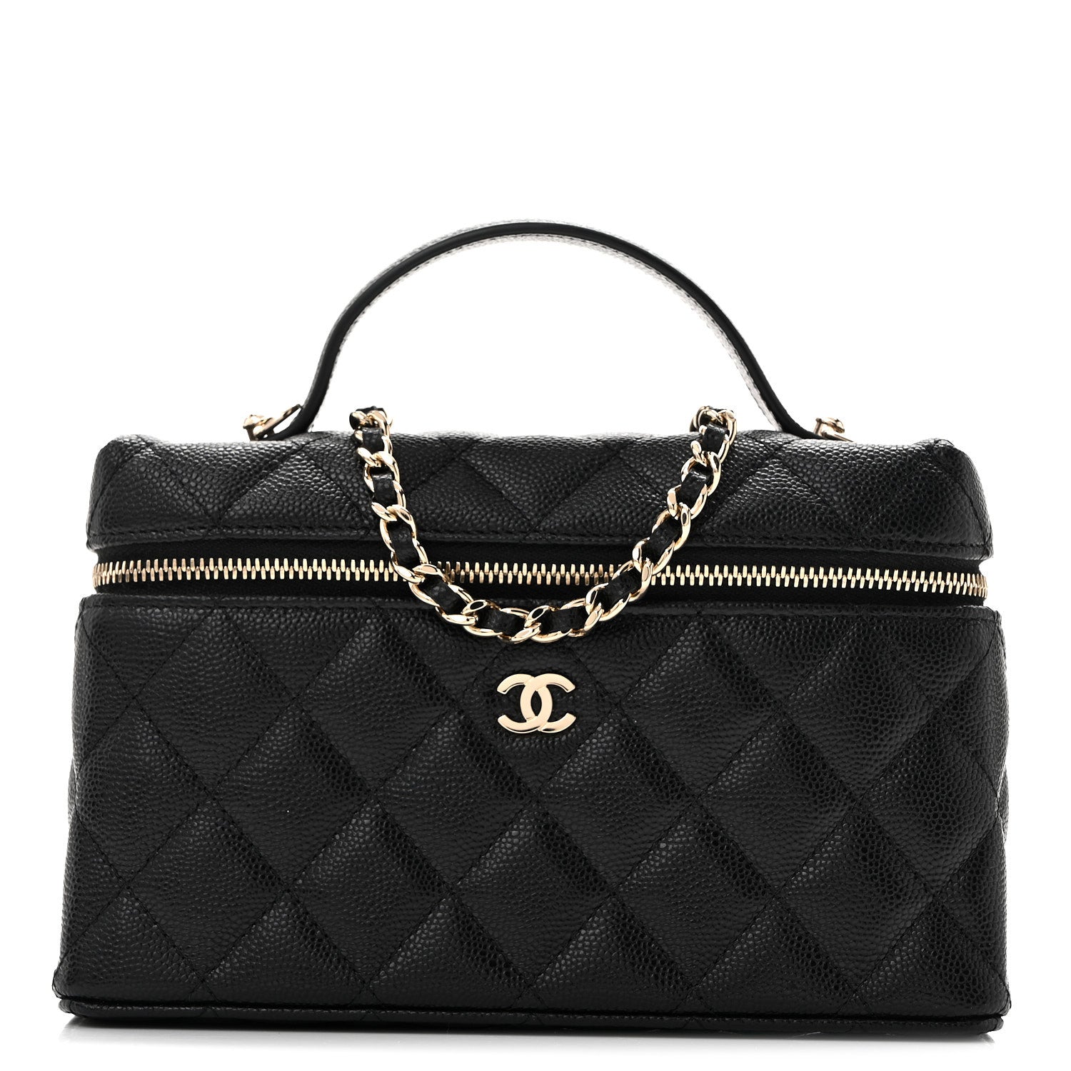 Chanel Caviar Quilted Top Handle Slim Vanity With Chain Black 1 of 11