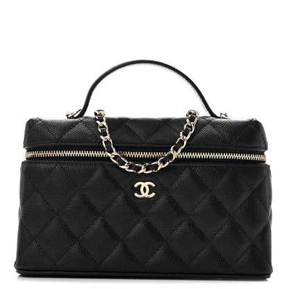 Chanel Caviar Quilted Top Handle Slim Vanity With Chain Black 1 of 11