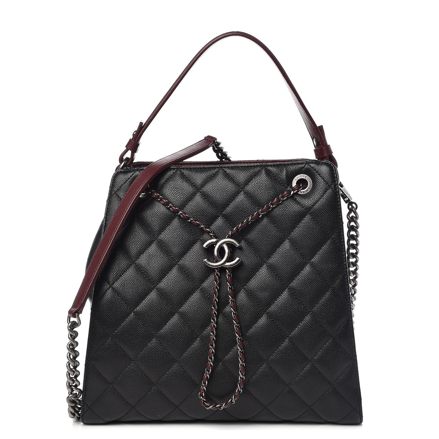 Caviar Quilted Medium CC Bucket Bag Black