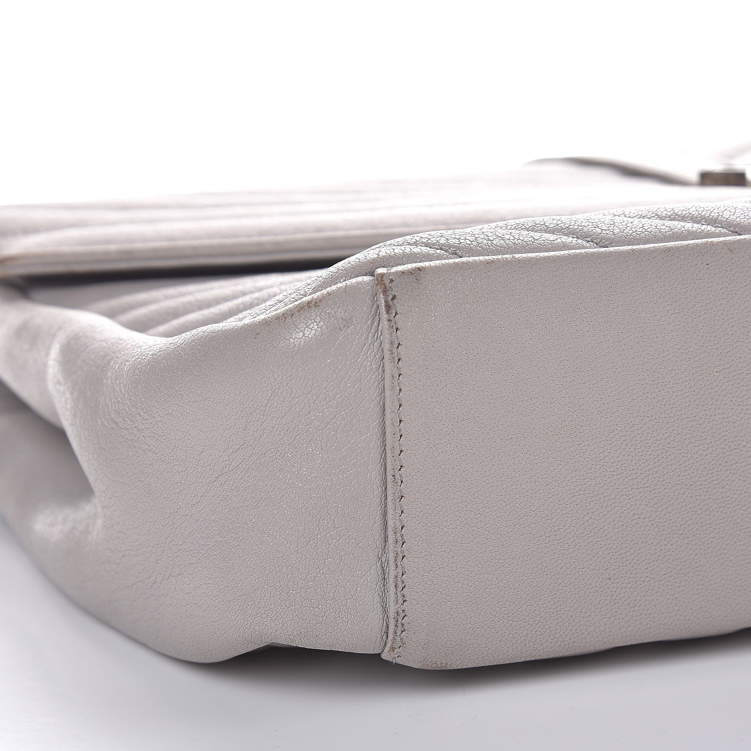 Saint Laurent Sheepskin Matelasse Chevron Monogram Large College Satchel Light Grey 11 of 14