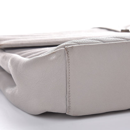 Saint Laurent Sheepskin Matelasse Chevron Monogram Large College Satchel Light Grey 11 of 14