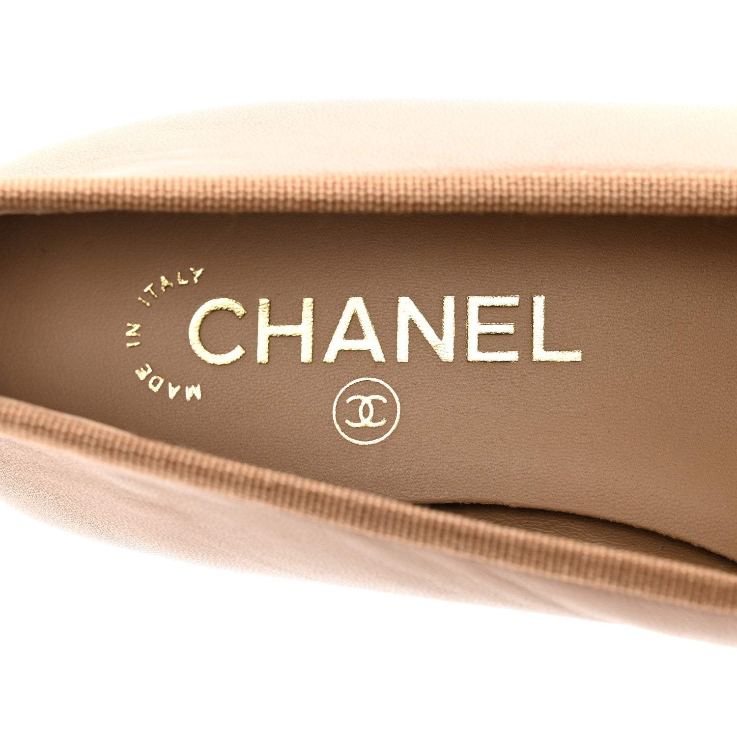 Chanel Lambskin Cap Toe CC Ballerina Flats 37 Dark Beige Black 7 of 9