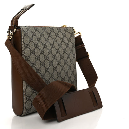 Gucci GG Supreme Monogram Azalea Calfskin Retro Interlocking G Flat Messenger Bag Beige Ebony Brown Sugar 2 of 9