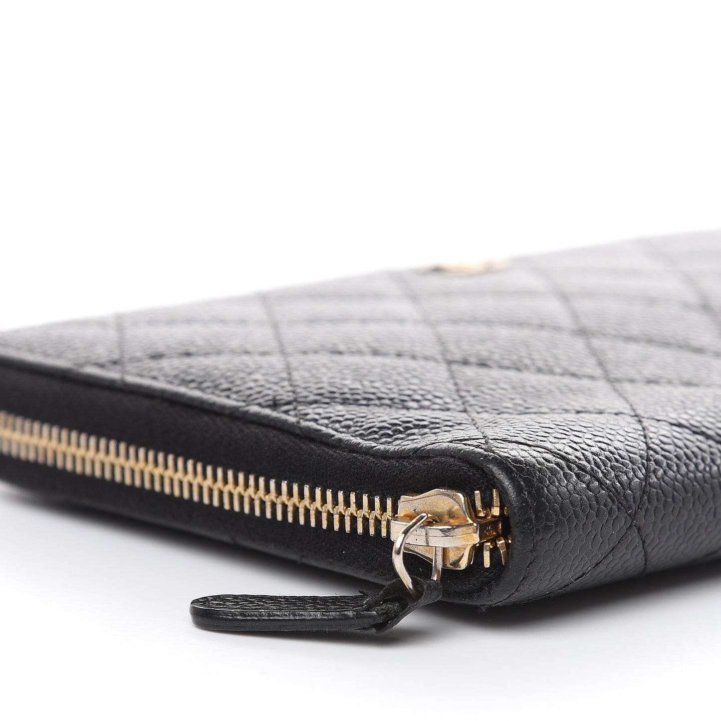 Caviar Quilted Large Zip Around Organizer Wallet Black