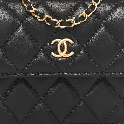 Chanel Lambskin Quilted Pearl Crush Clutch With Chain Black 9 of 12