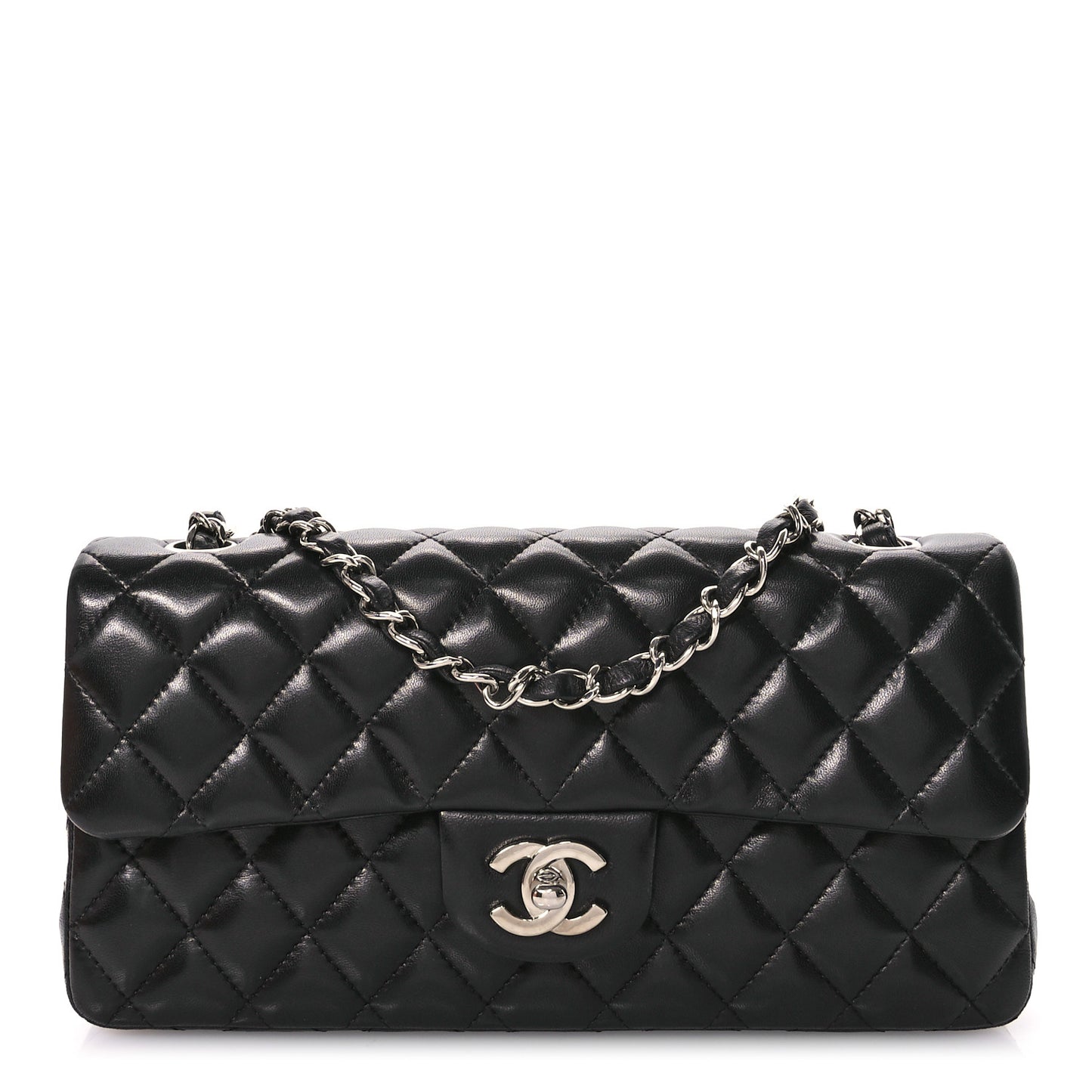 Lambskin Quilted East West Flap Black