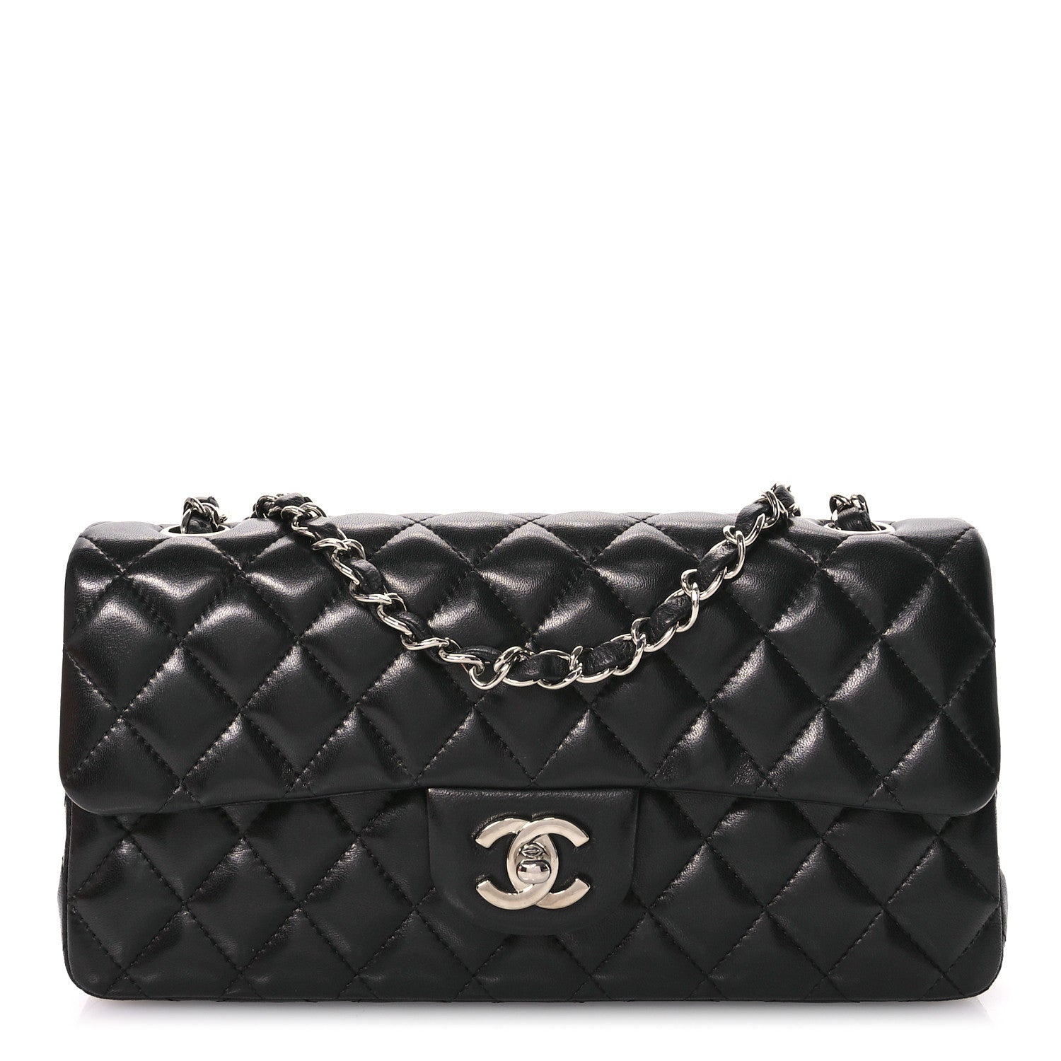 Chanel Lambskin Quilted East West Flap Black 1 of 11