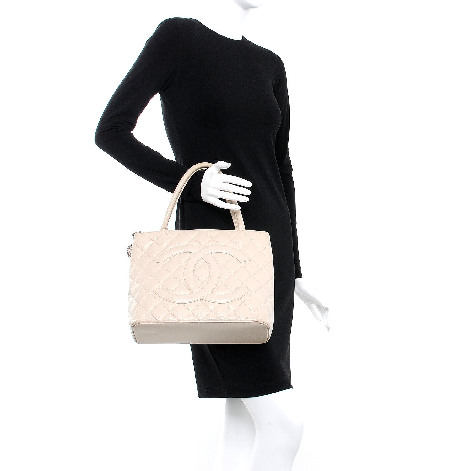 Chanel Caviar Quilted Medallion Tote Light Beige 2 of 12