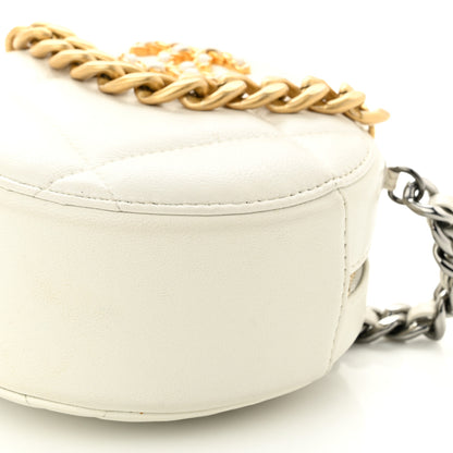 Chanel Goatskin Quilted Chanel 19 Round Clutch With Chain White 10 of 11