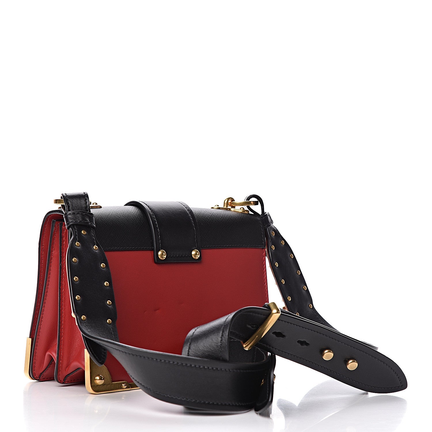 Prada City Calfskin Saffiano Cahier Bag Fuoco Black 3 of 11