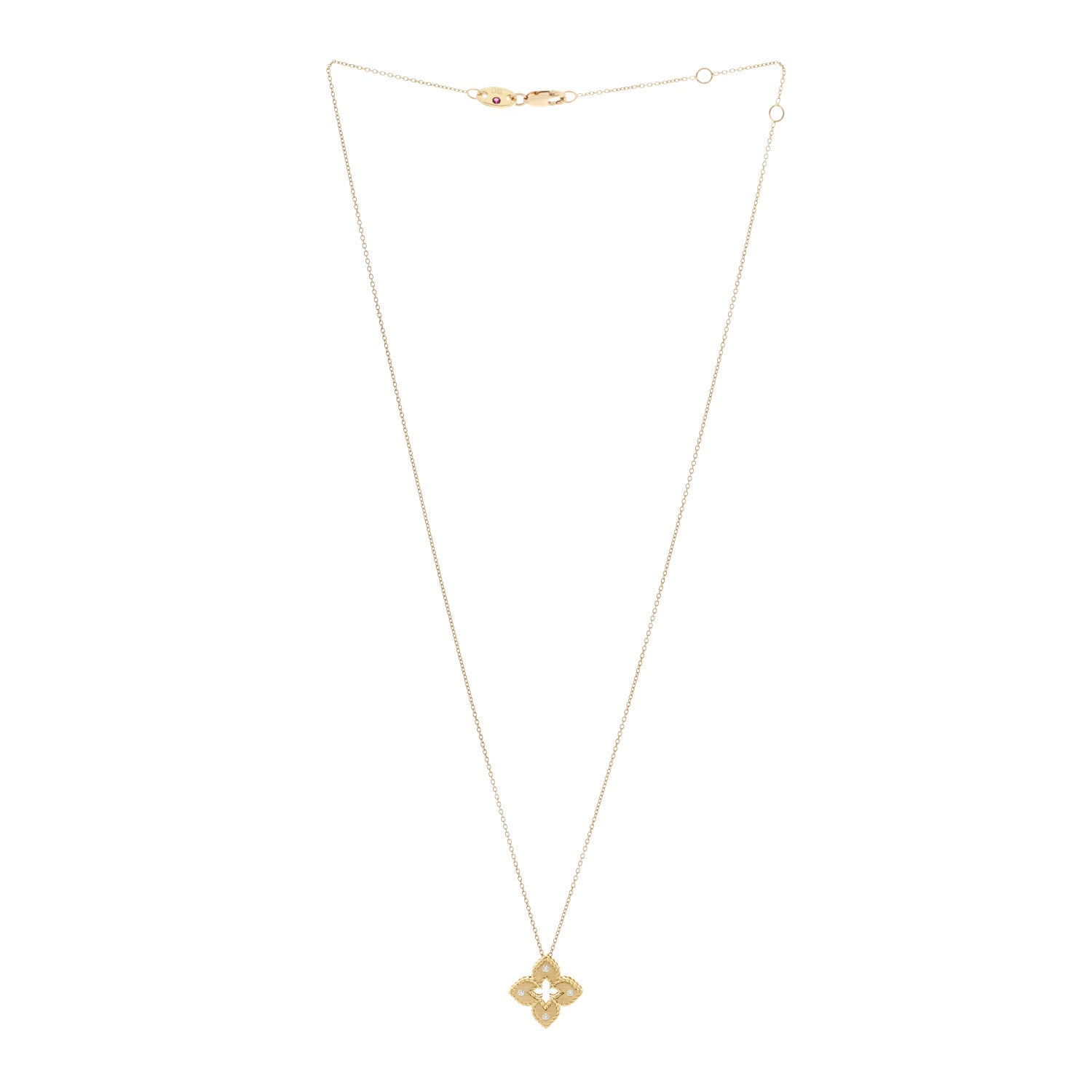 Roberto Coin 18K Yellow Gold Diamond Extra Small Petite Venetian Princess Flower Pendant Necklace 3 of 6