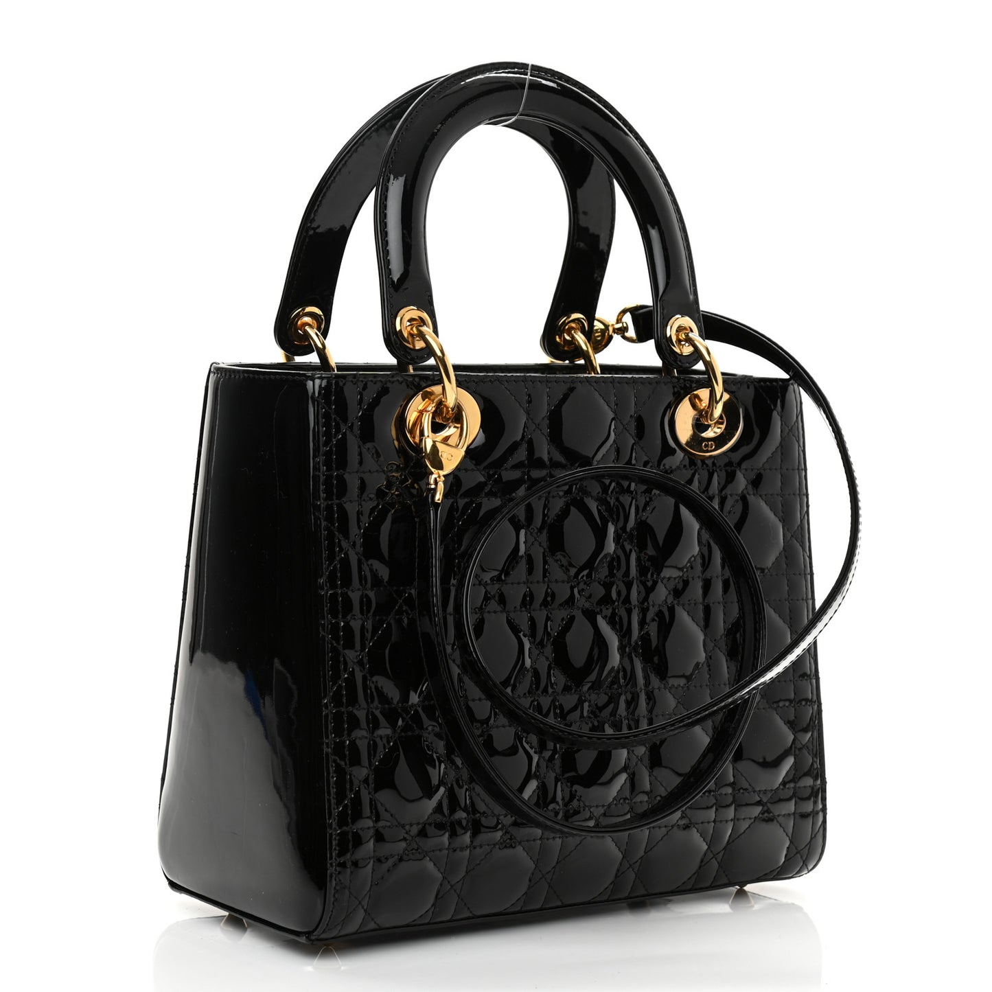 Patent Cannage Medium Lady Dior Black