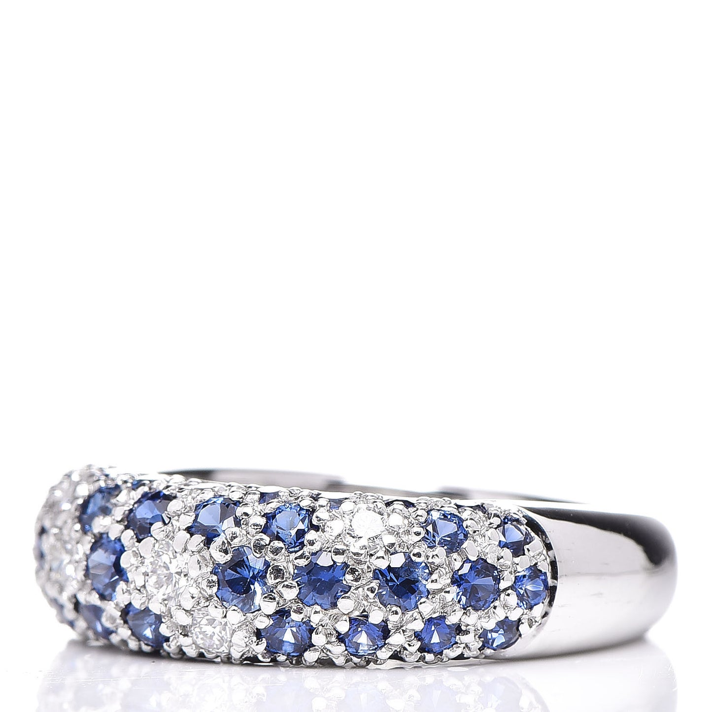 18K White Gold Diamond Sapphire 6mm Mimi Ring 49 5