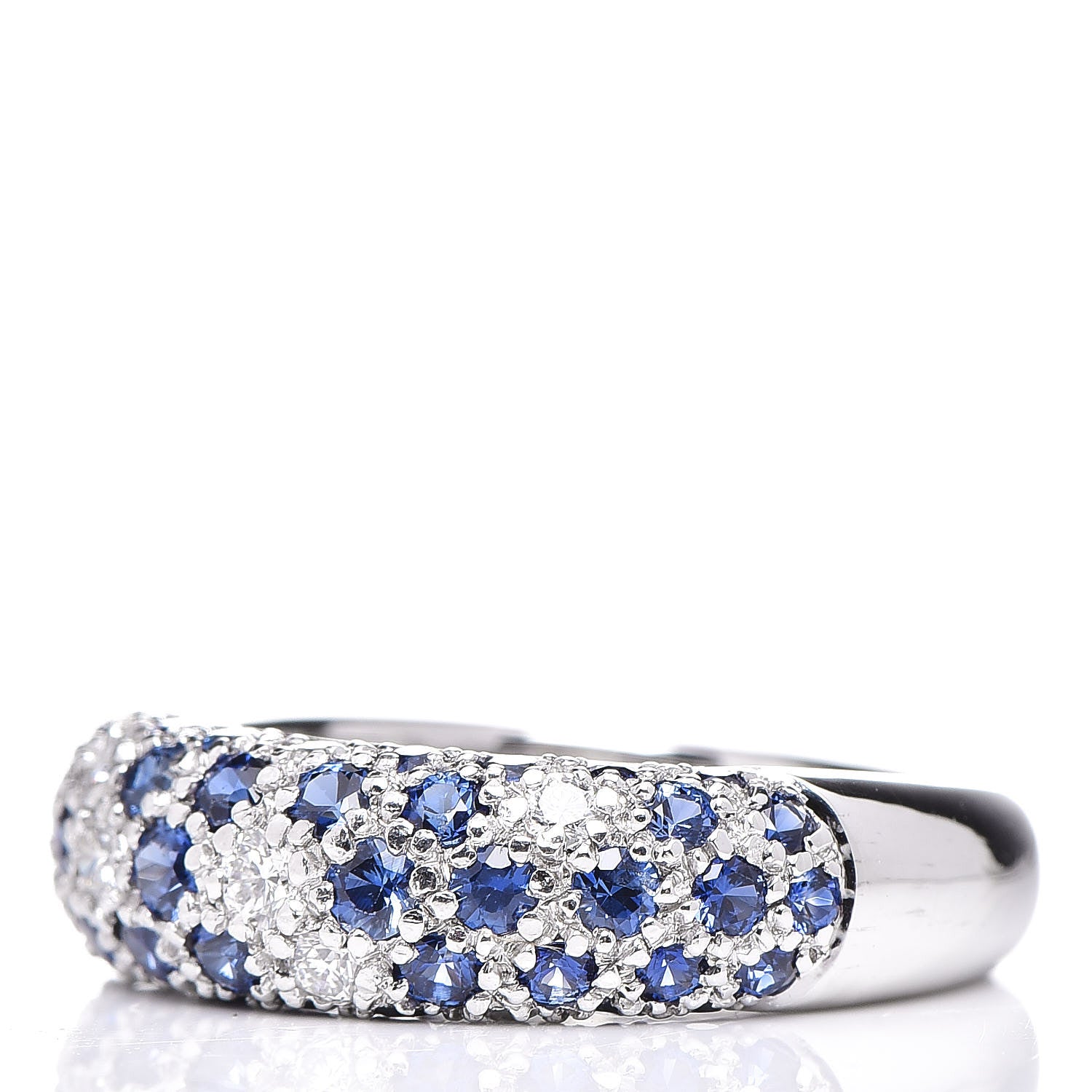 Cartier 18K White Gold Diamond Sapphire 6mm Mimi Ring 49 5 3 of 5